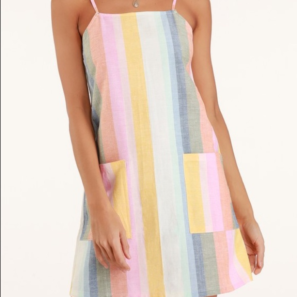 Billabong multi striped woven slip dress SMALL